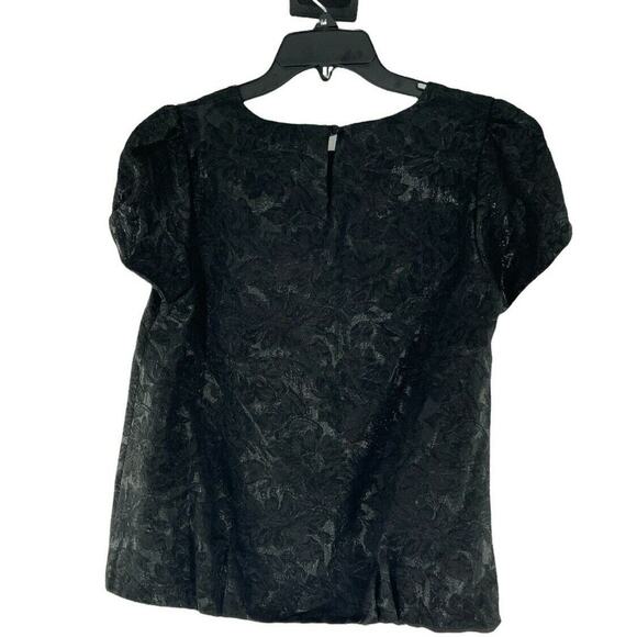 Forever Top Women's Size Medium Short Sleeves Floral Button Back Keyhole Blouse - Picture 5 of 7